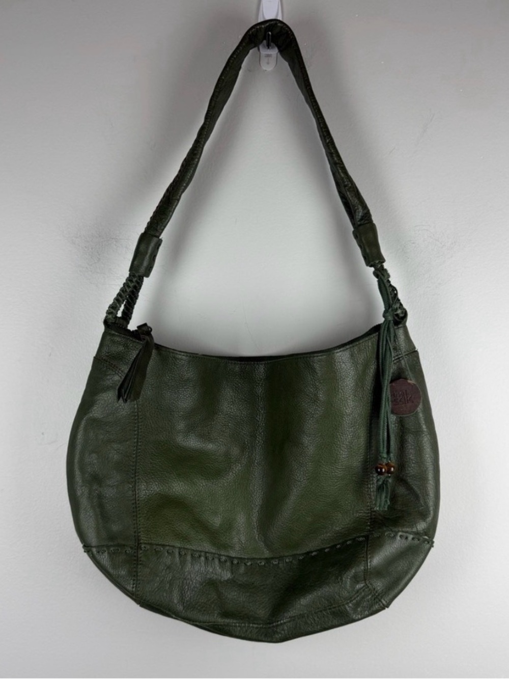 The Sak Olive Green Leather Hobo Bag crescent y2k - Picture 2 of 9